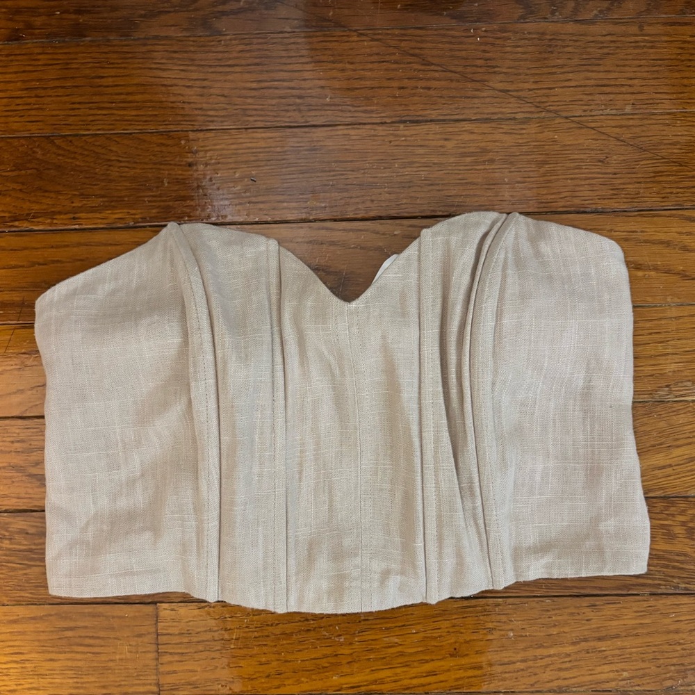Textured Tube Bustier in Beige